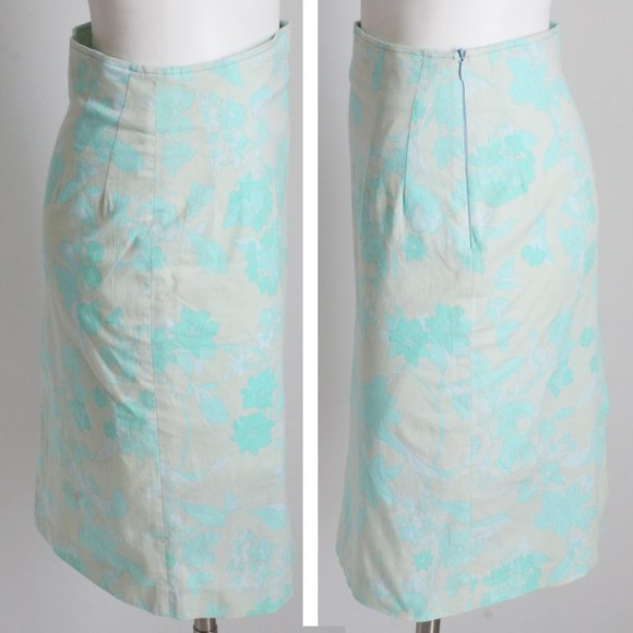 Averardo Bessi Pencil Skirt Floral Cotton Blend Stretch Size 8 - Picture 5 of 7